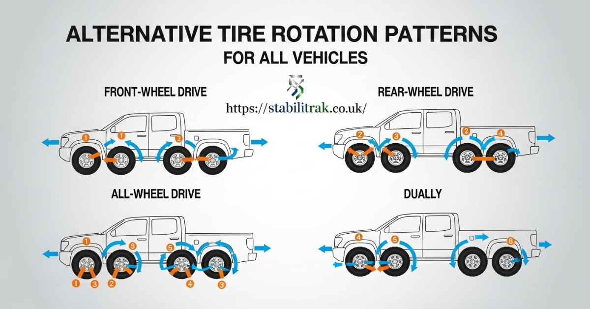 ALTERNATIVE TIRE ROTATION PATTERNS FOR ALL VEHICLES